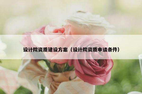 设计院资质建设方案（设计院资质申请条件）