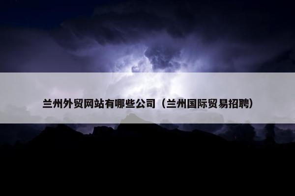 兰州外贸网站有哪些公司（兰州国际贸易招聘）