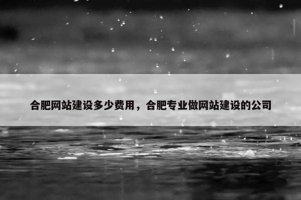 合肥网站建设多少费用，合肥专业做网站建设的公司