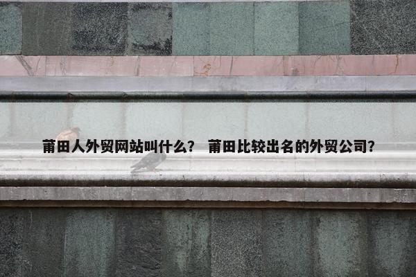 莆田人外贸网站叫什么？ 莆田比较出名的外贸公司？
