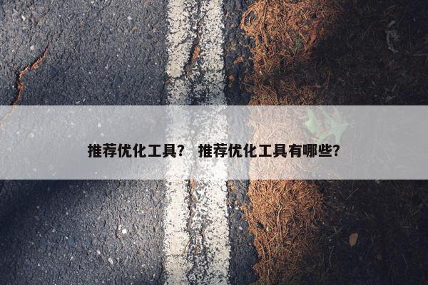 推荐优化工具？ 推荐优化工具有哪些？