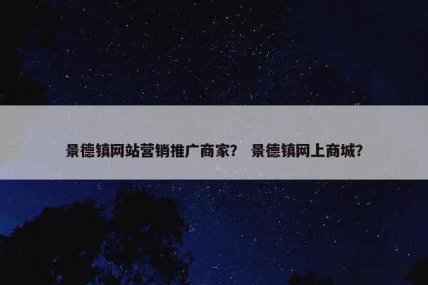 景德镇网站营销推广商家？ 景德镇网上商城？