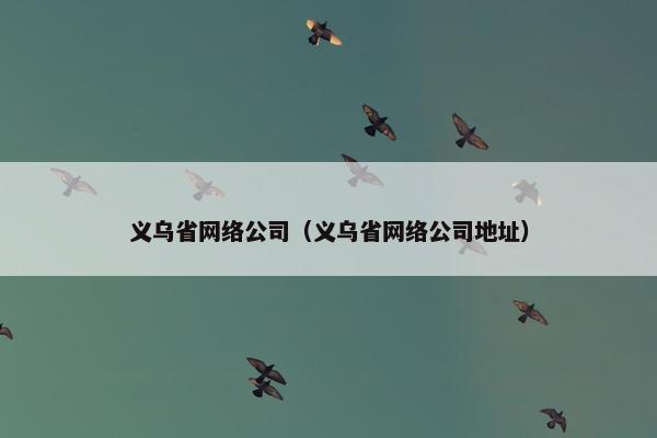 义乌省网络公司（义乌省网络公司地址）