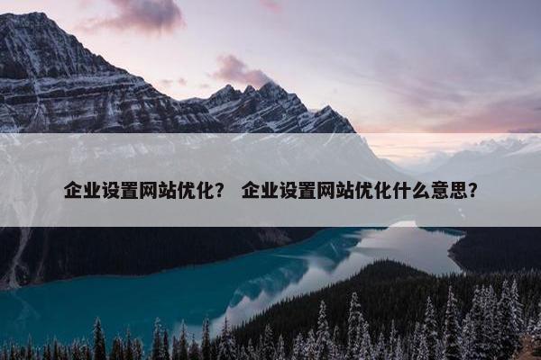 企业设置网站优化？ 企业设置网站优化什么意思？