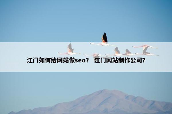 江门如何给网站做seo？ 江门网站制作公司？