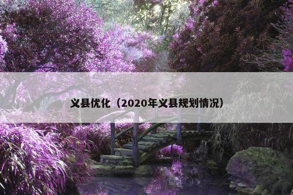 义县优化（2020年义县规划情况）