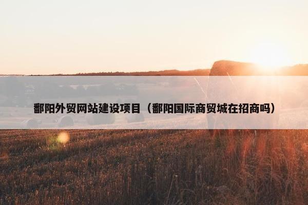 鄱阳外贸网站建设项目（鄱阳国际商贸城在招商吗）