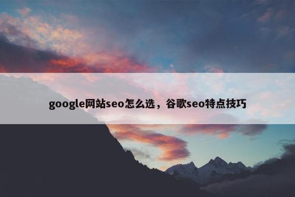 google网站seo怎么选，谷歌seo特点技巧