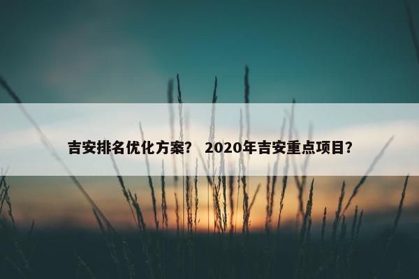吉安排名优化方案？ 2020年吉安重点项目？