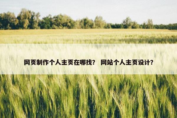 网页制作个人主页在哪找？ 网站个人主页设计？