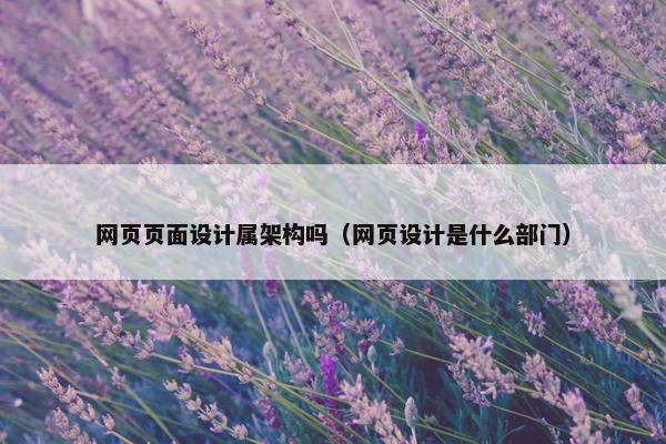 网页页面设计属架构吗（网页设计是什么部门）