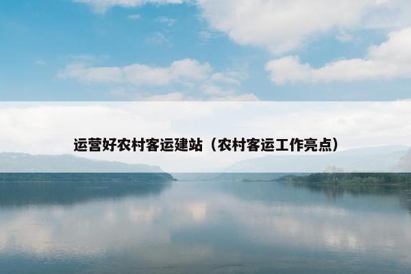 运营好农村客运建站（农村客运工作亮点）