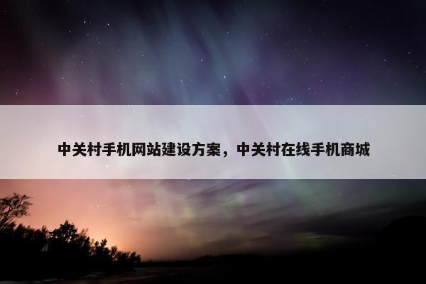 中关村手机网站建设方案，中关村在线手机商城
