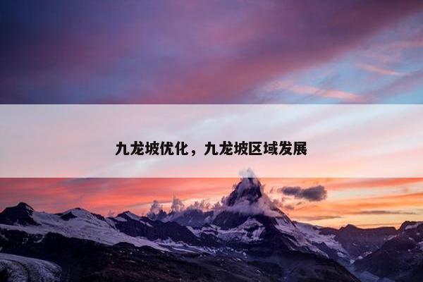九龙坡优化，九龙坡区域发展