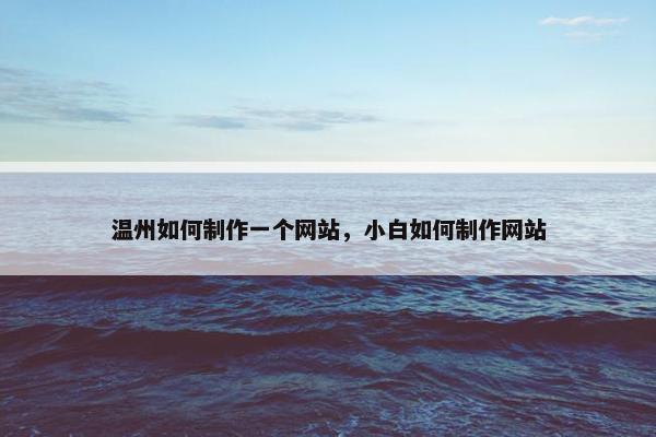 温州如何制作一个网站，小白如何制作网站