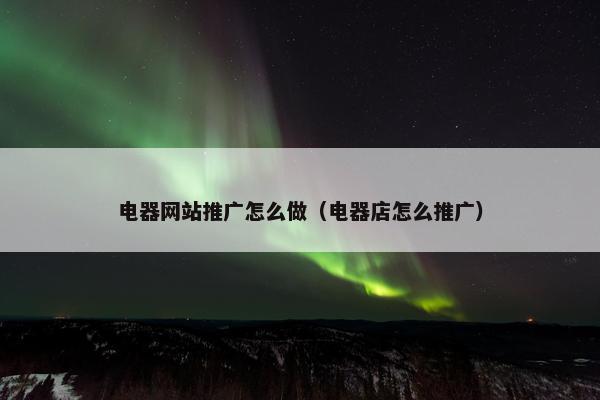 电器网站推广怎么做（电器店怎么推广）