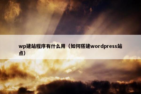 wp建站程序有什么用（如何搭建wordpress站点）