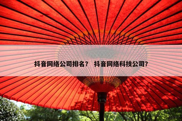 抖音网络公司排名？ 抖音网络科技公司？