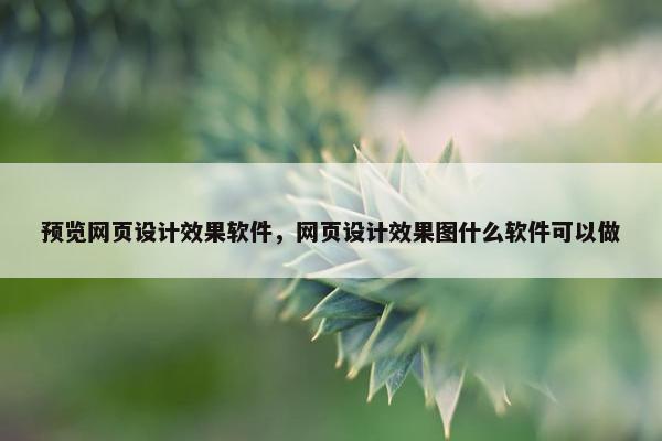 预览网页设计效果软件，网页设计效果图什么软件可以做