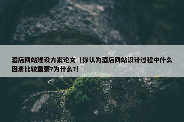 酒店网站建设方案论文（你认为酒店网站设计过程中什么因素比较重要?为什么?）
