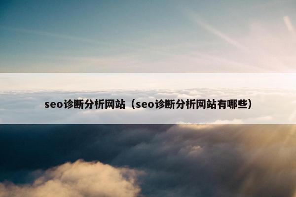 seo诊断分析网站（seo诊断分析网站有哪些）