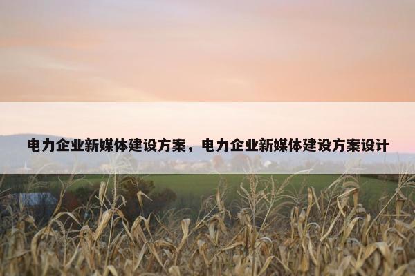 电力企业新媒体建设方案，电力企业新媒体建设方案设计