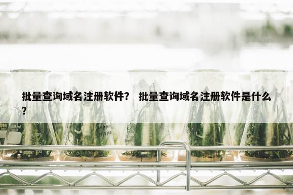 批量查询域名注册软件？ 批量查询域名注册软件是什么？