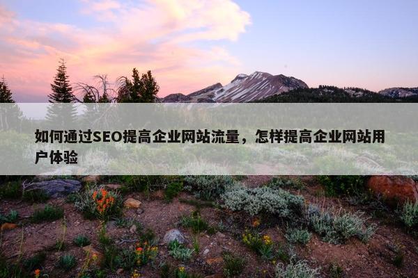 如何通过SEO提高企业网站流量，怎样提高企业网站用户体验