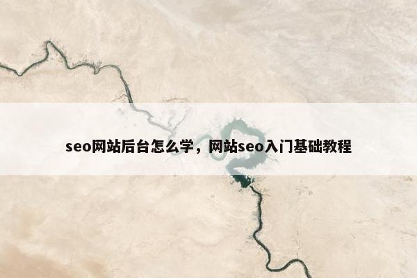 seo网站后台怎么学，网站seo入门基础教程