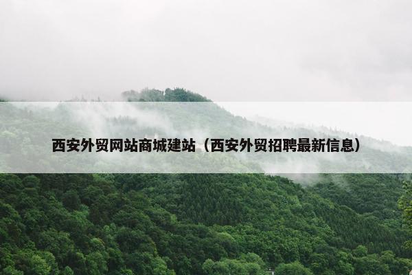 西安外贸网站商城建站（西安外贸招聘最新信息）