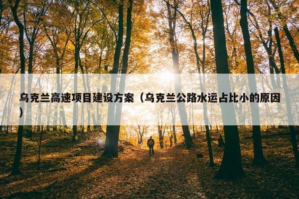 乌克兰高速项目建设方案（乌克兰公路水运占比小的原因）