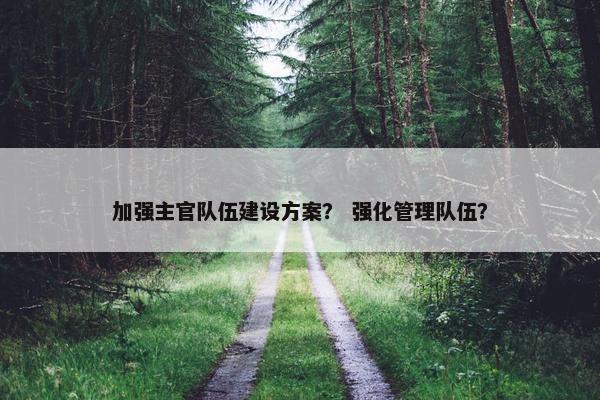 加强主官队伍建设方案？ 强化管理队伍？