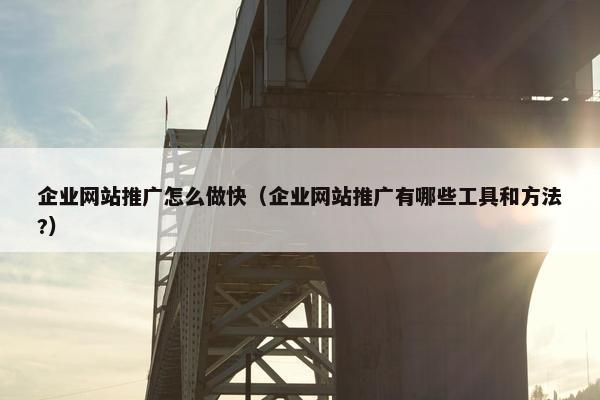 企业网站推广怎么做快（企业网站推广有哪些工具和方法?）