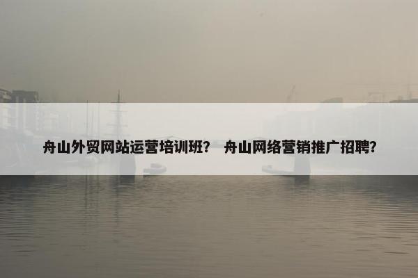 舟山外贸网站运营培训班？ 舟山网络营销推广招聘？