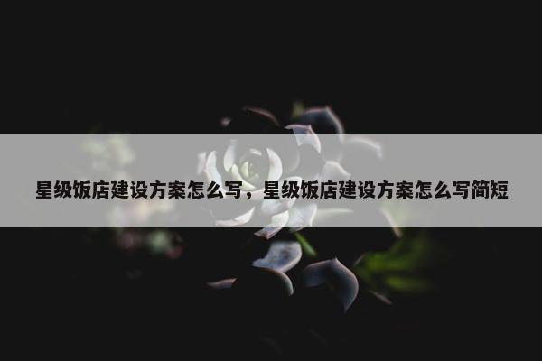 星级饭店建设方案怎么写，星级饭店建设方案怎么写简短