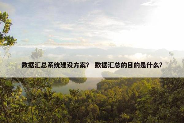 数据汇总系统建设方案？ 数据汇总的目的是什么？