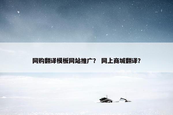 网购翻译模板网站推广？ 网上商城翻译？