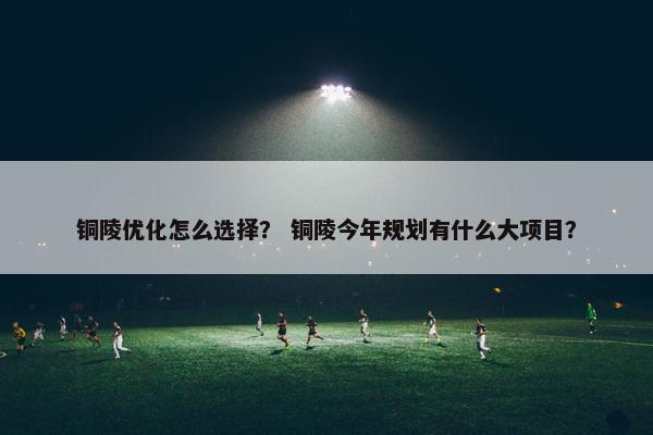 铜陵优化怎么选择？ 铜陵今年规划有什么大项目？