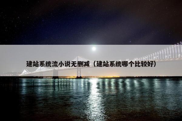 建站系统流小说无删减（建站系统哪个比较好）