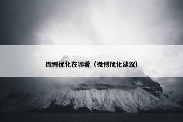 微博优化在哪看（微博优化建议）