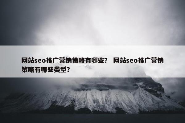 网站seo推广营销策略有哪些？ 网站seo推广营销策略有哪些类型？