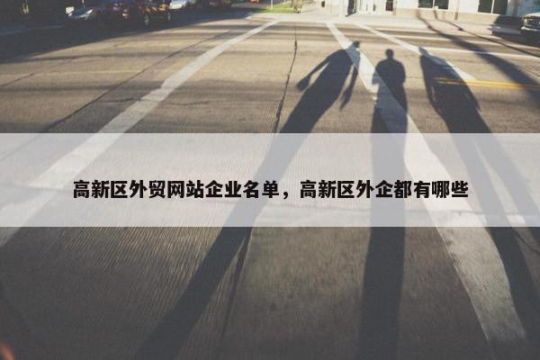 高新区外贸网站企业名单，高新区外企都有哪些