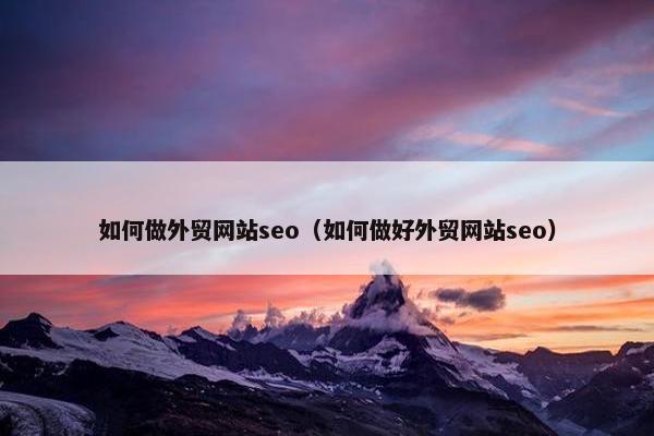 如何做外贸网站seo（如何做好外贸网站seo）