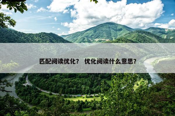 匹配阅读优化？ 优化阅读什么意思？
