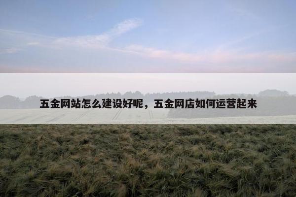 五金网站怎么建设好呢，五金网店如何运营起来