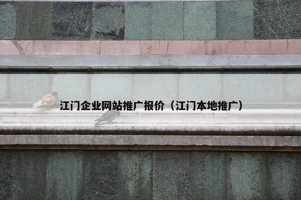 江门企业网站推广报价（江门本地推广）