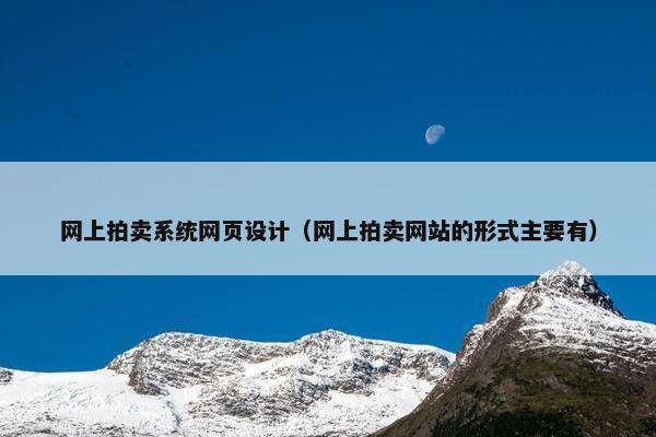 网上拍卖系统网页设计（网上拍卖网站的形式主要有）