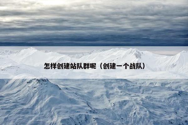 怎样创建站队群呢（创建一个战队）