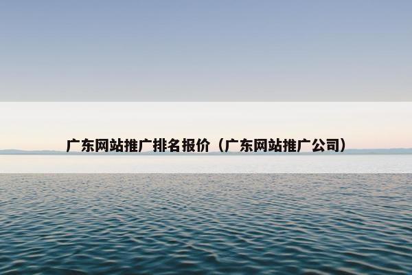广东网站推广排名报价（广东网站推广公司）