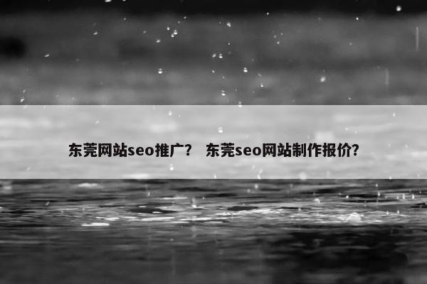 东莞网站seo推广？ 东莞seo网站制作报价？